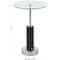 21" Black Marble Round Side End Accent Table with Silver Metal Rod & Base